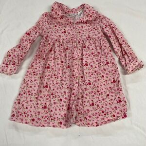 Specialty Girls Pink Floral Corduroy Button Front Babydoll Dress Size 6 Long Slv